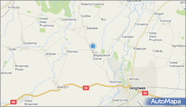 mapa Błażejowice Dolne, Błażejowice Dolne na mapie Targeo